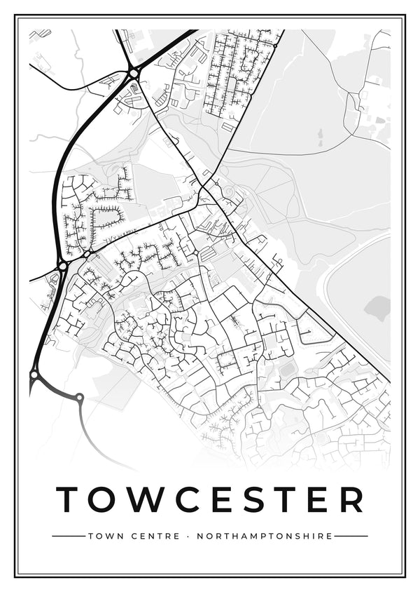 Towcester Town Centre Street Map Poster