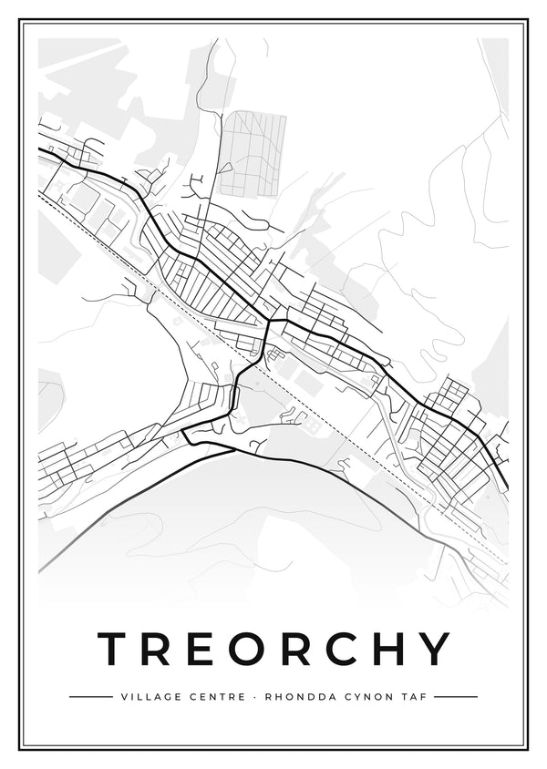 Treorchy Village Centre Street Map Poster