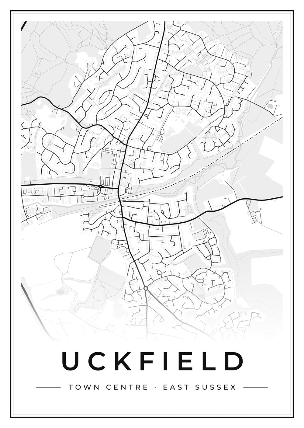 Uckfield Town Centre Street Map Poster