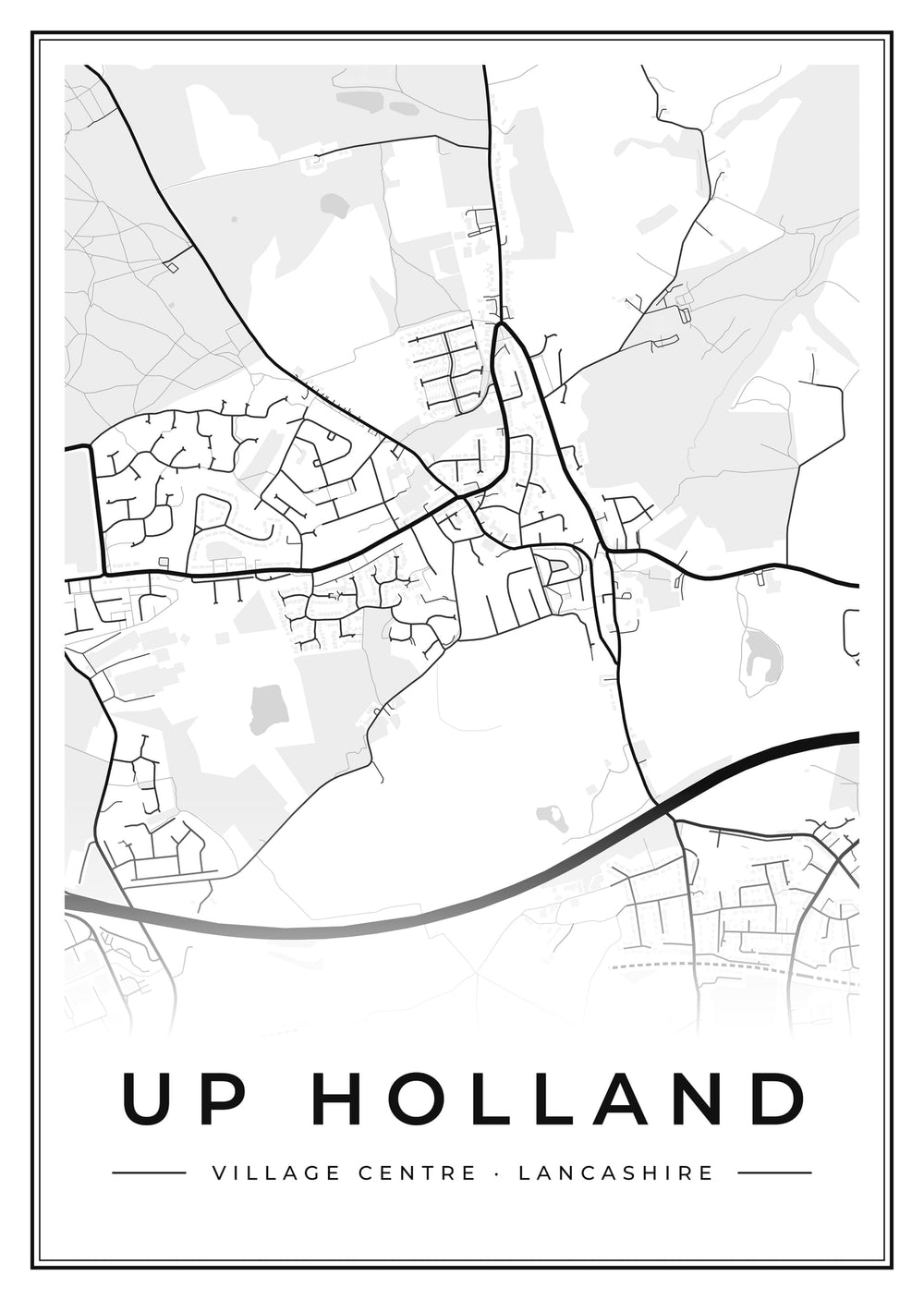 Up Holland Village Centre Street Map Poster
