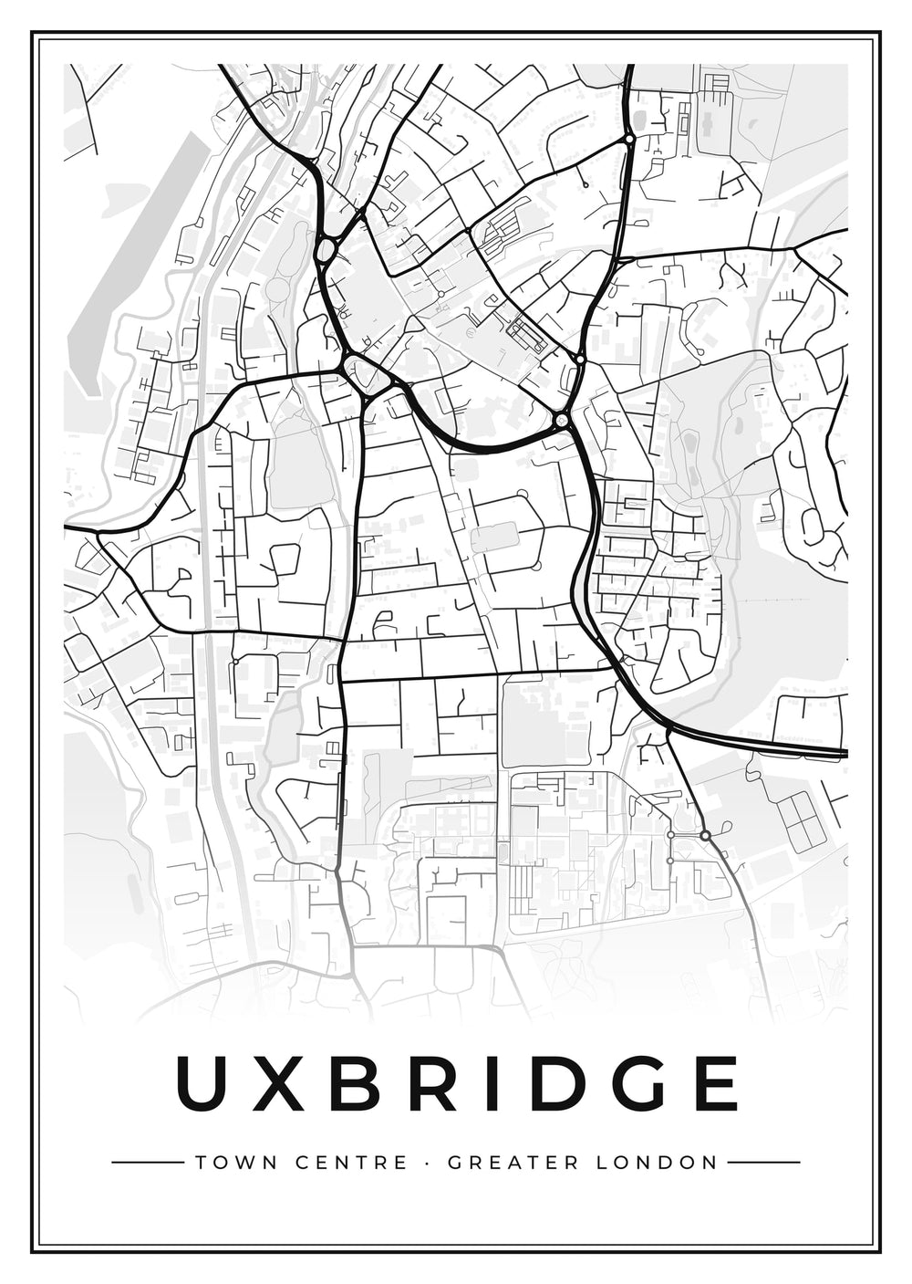 Uxbridge Town Centre Street Map Poster
