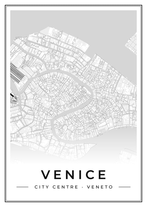Venice City Centre Street Map Poster