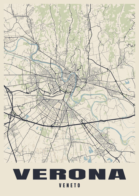 Verona Street Map Poster