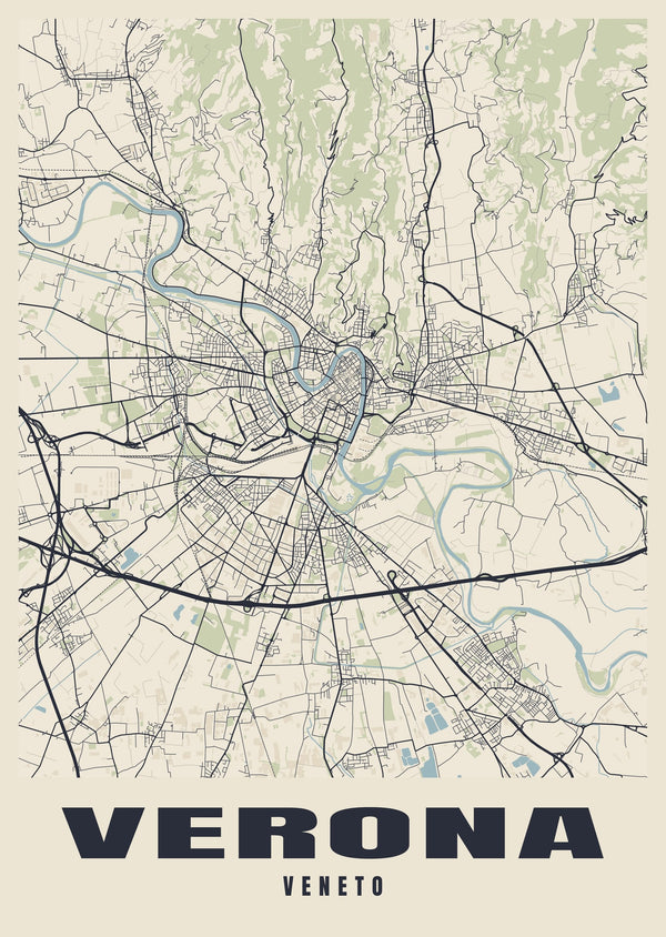Verona Street Map Poster