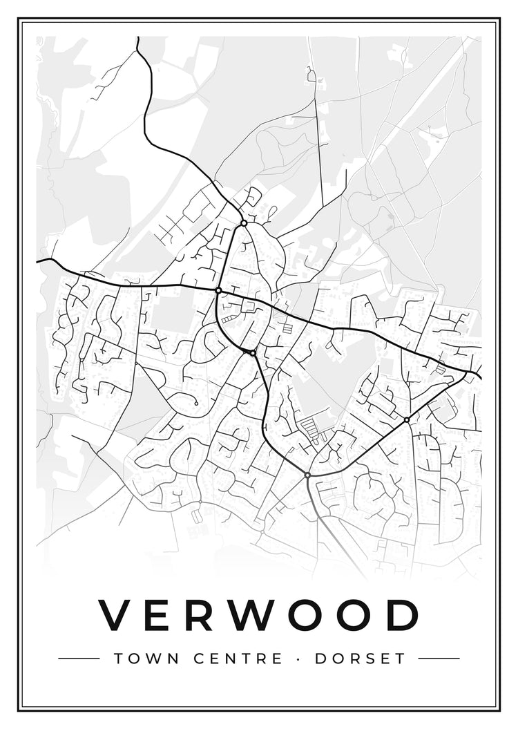 Verwood Town Centre Street Map Poster