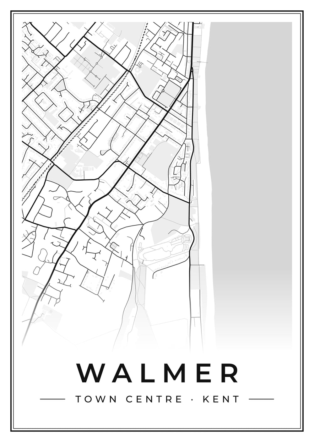 Walmer Town Centre Street Map Poster