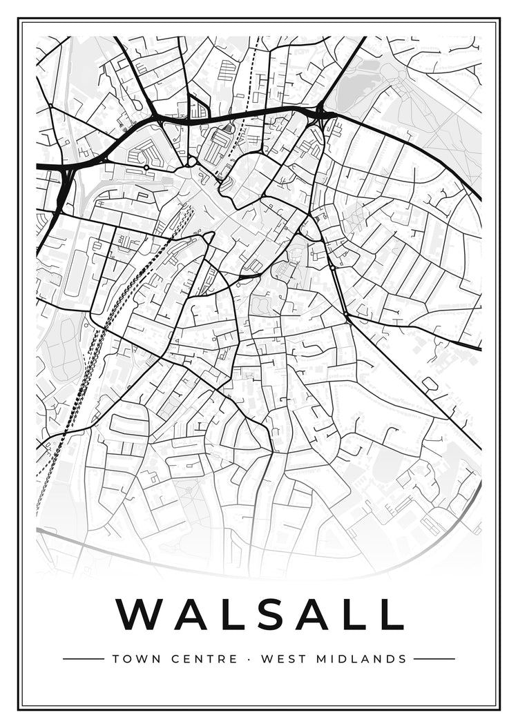 Walsall Town Centre Street Map Poster