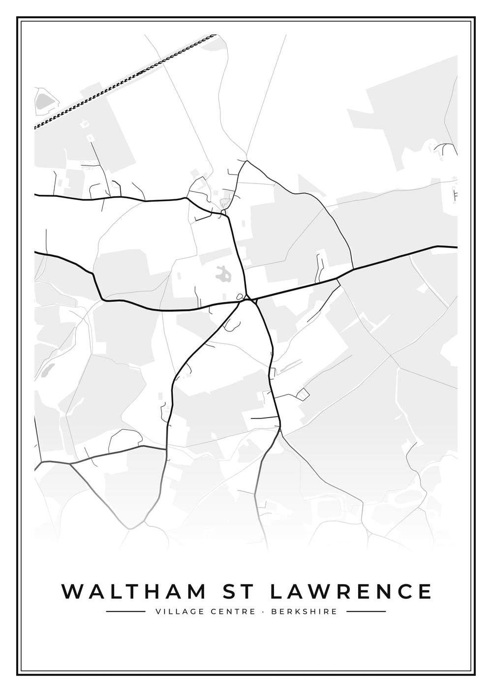 Waltham St Lawrence Village Centre Street Map Poster