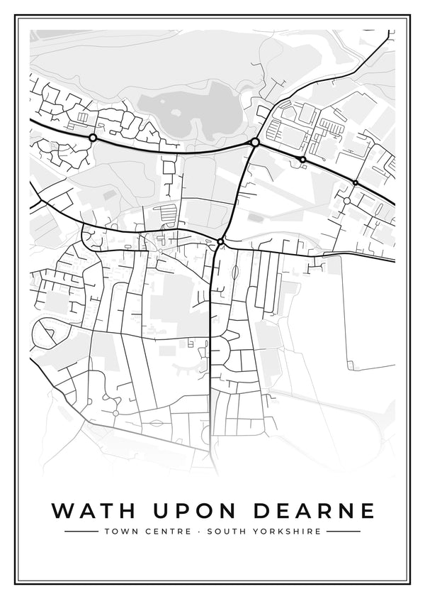 Wath upon Dearne Town Centre Street Map Poster