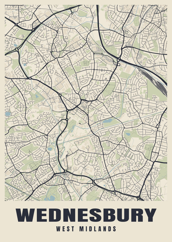 Wednesbury Street Map Poster
