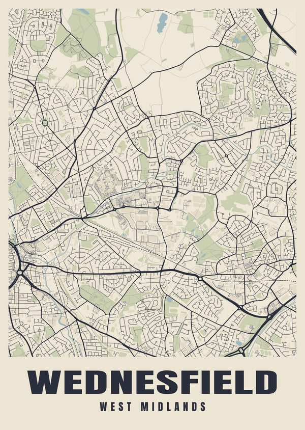 Wednesfield Street Map Poster