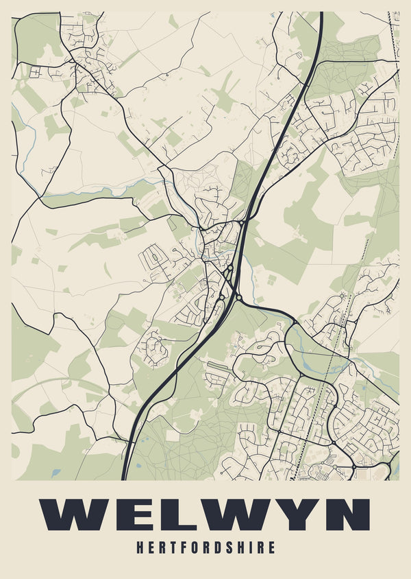 Welwyn Street Map Poster