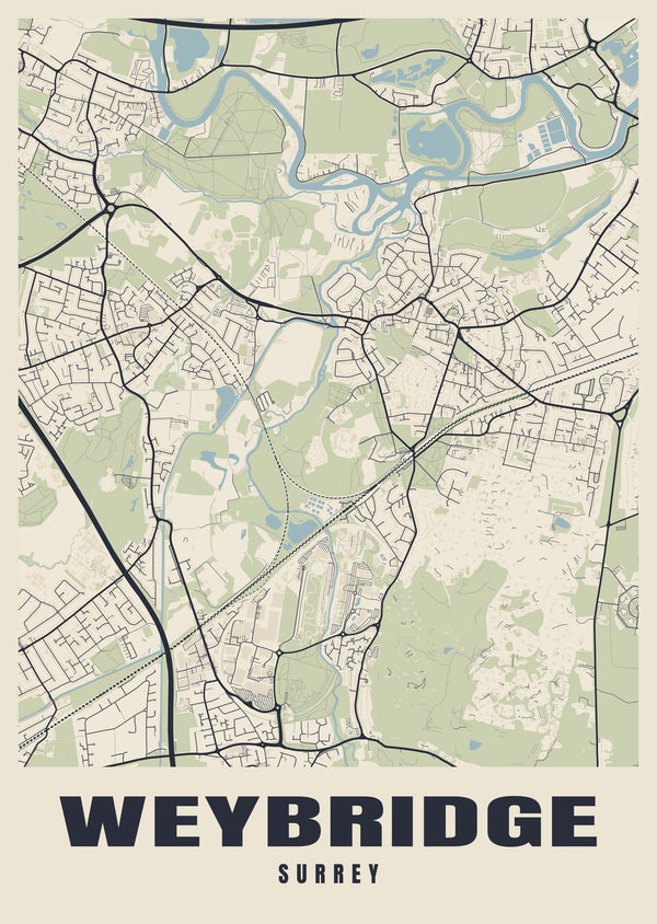 Weybridge Street Map Poster