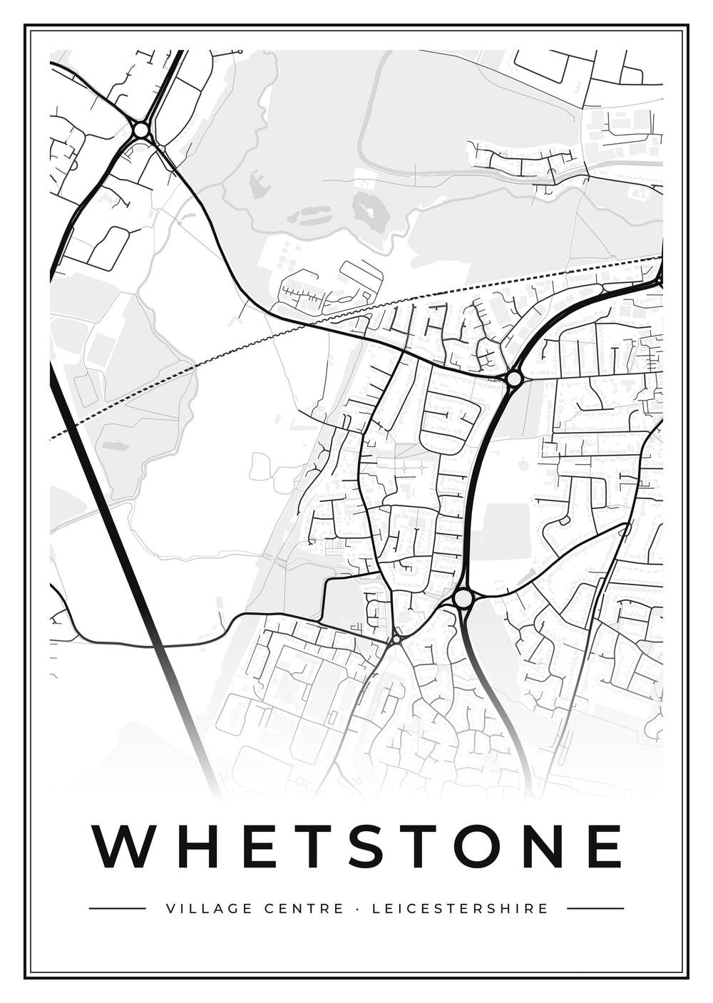 Whetstone Village Centre Street Map Poster