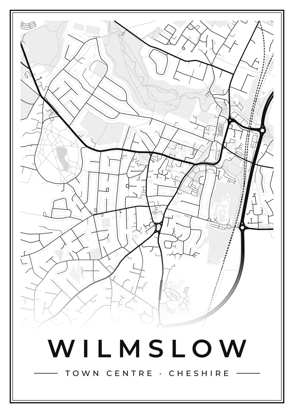 Wilmslow Town Centre Street Map Poster