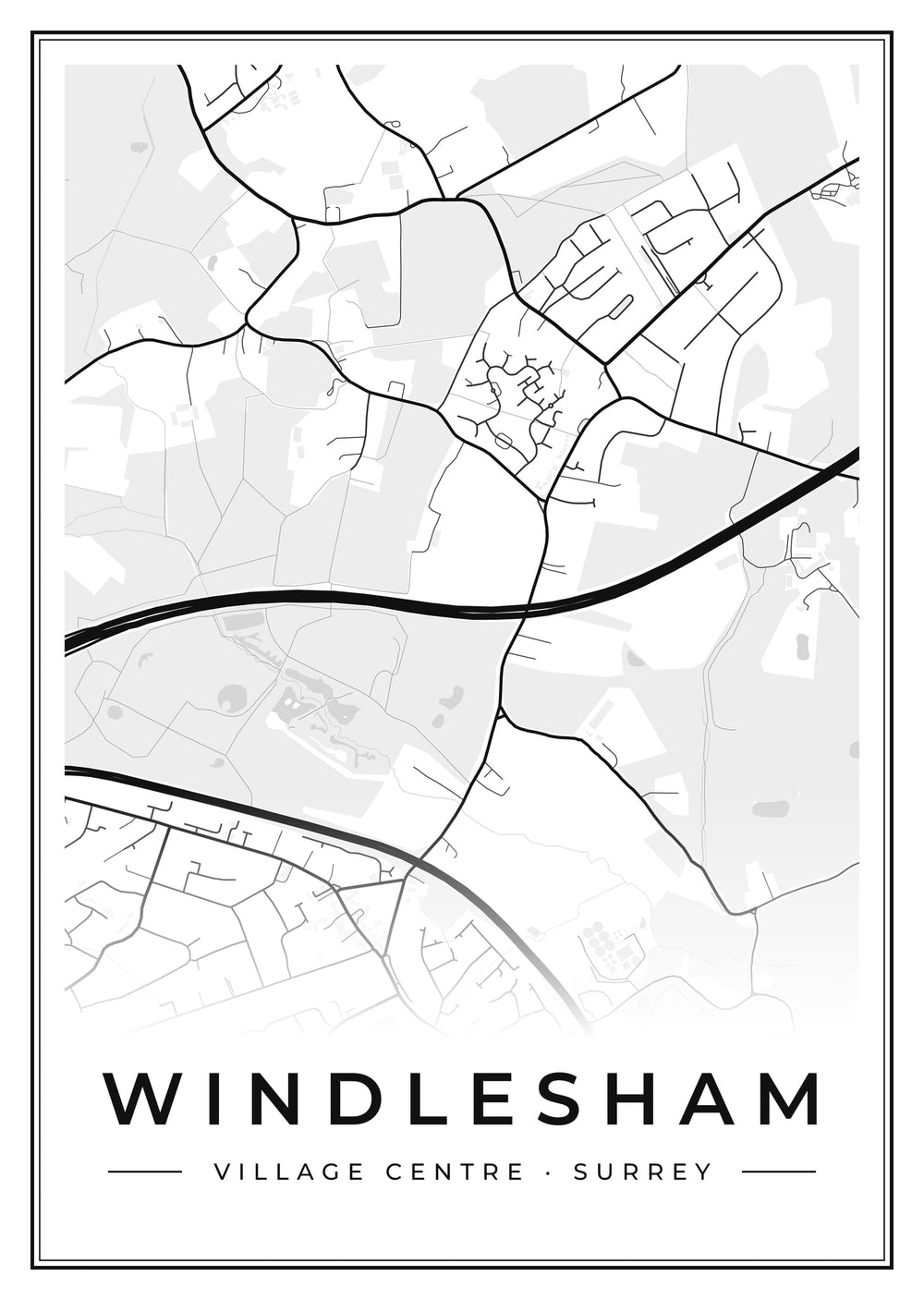 Windlesham Village Centre Street Map Poster