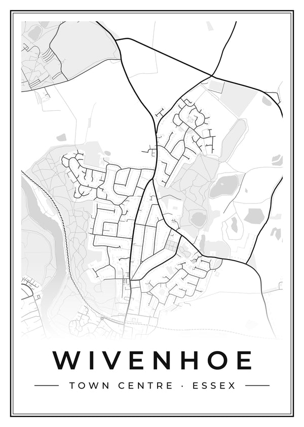 Wivenhoe Town Centre Street Map Poster