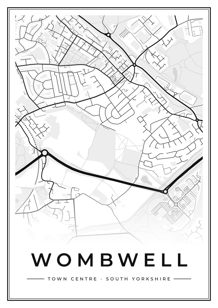 Wombwell Town Centre Street Map Poster