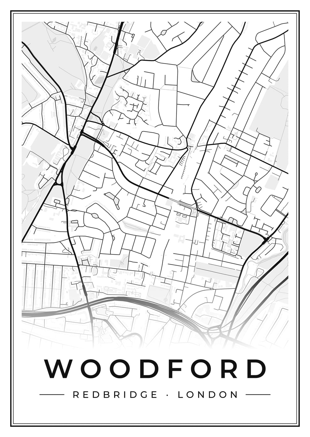 Woodford Street Map Poster