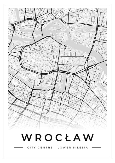 Wrocław City Centre Street Map Poster