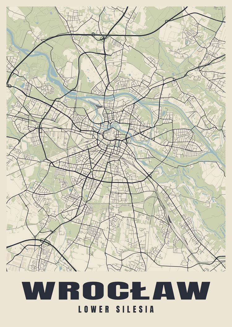 Wrocław Street Map Poster