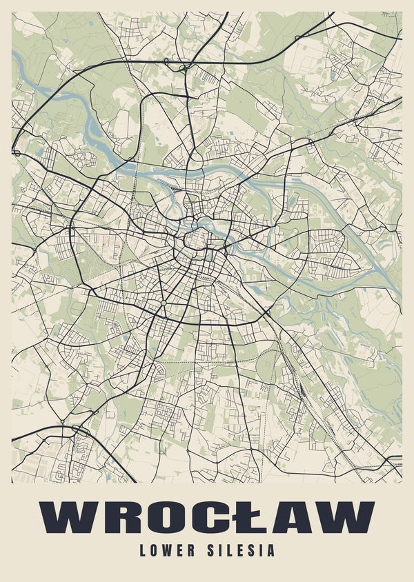 Wrocław Street Map Poster