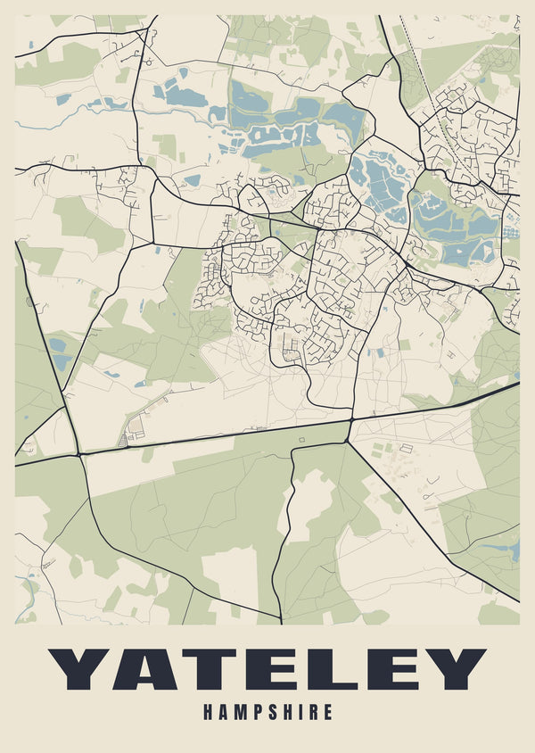 Yateley Street Map Poster