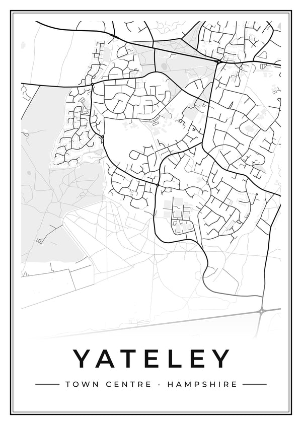 Yateley Town Centre Street Map Poster