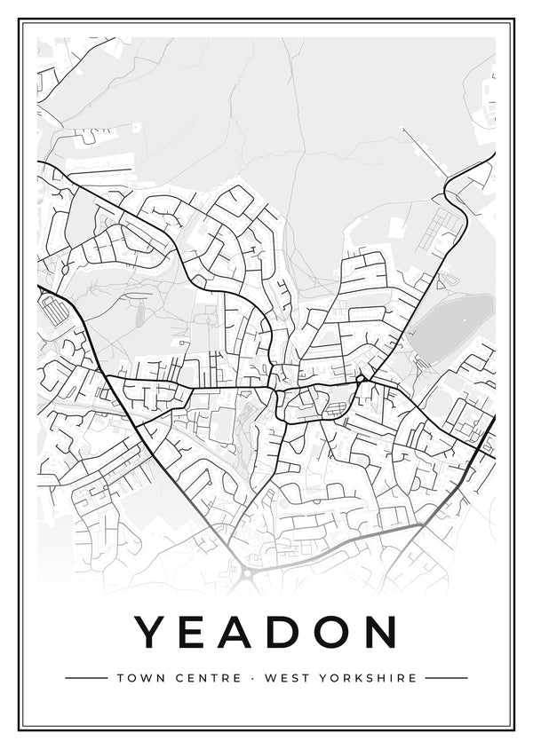 Yeadon Town Centre Street Map Poster