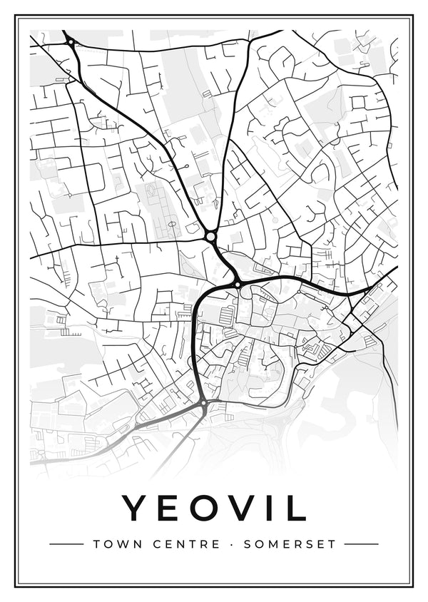 Yeovil Town Centre Street Map Poster