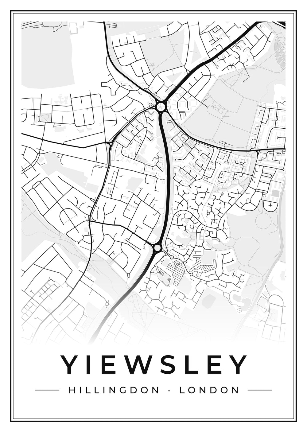 Yiewsley Street Map Poster