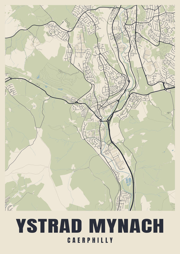 Ystrad Mynach Street Map Poster