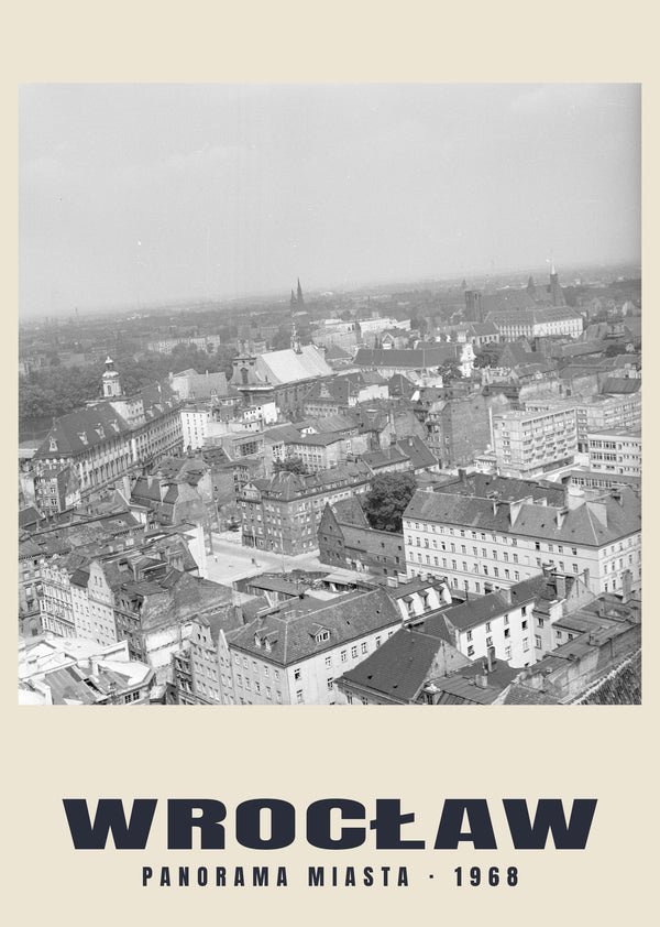 City Rooftops Panorama, Wrocław — 1968 · Historic photograph print