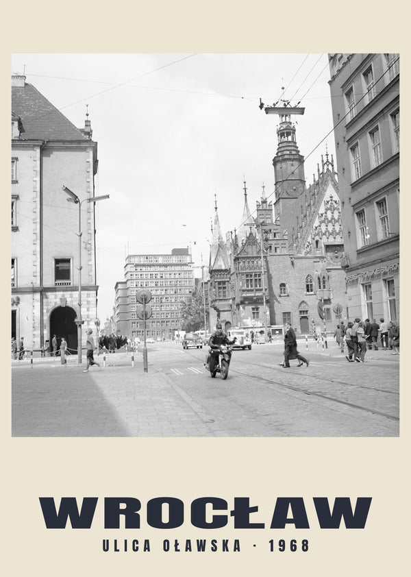 Oławska Street and Old Town Hall, Wrocław — 1968 · Historic photograph print