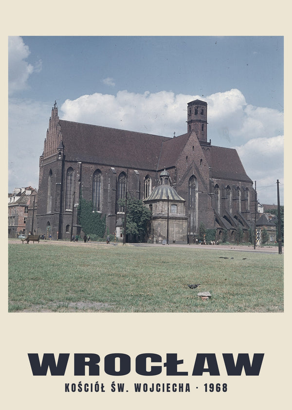 St Adalbert’s Church and Tram Stop, Wrocław — 1968 · Historic photograph print