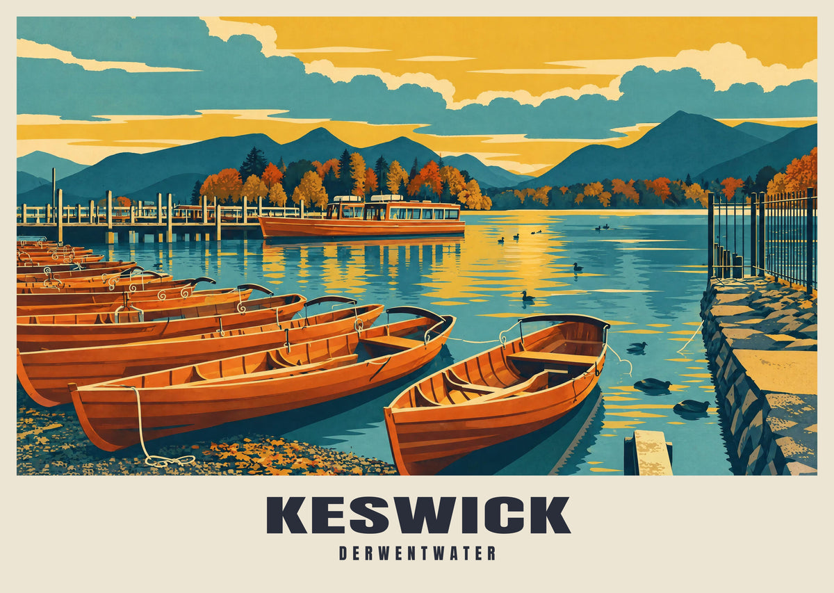 Illustrated Derwentwater and Keswick poster from the Here Looks Good collection