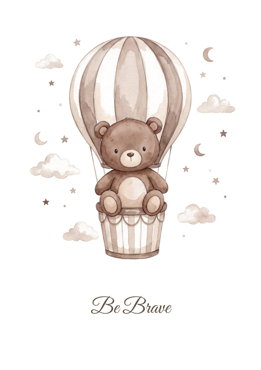 Be Brave — Teddy Sky Adventures Nursery Print