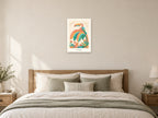 Let’s Explore — Rainbow Rainforest Children’s Art Print at A2, as a poster, above a bed