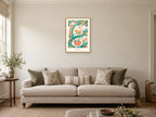 Stay Curious — Rainbow Rainforest Children’s Art Print at A2, in a natural wood frame, in a sitting room