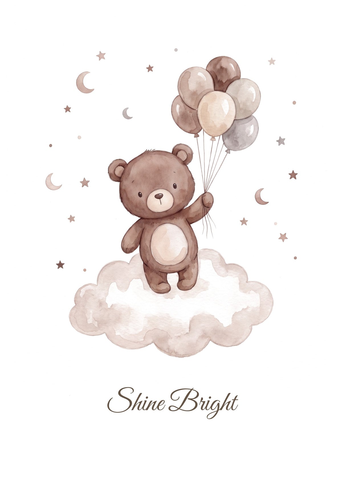Shine Bright — Teddy Sky Adventures Nursery Print