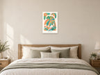 Wild at Heart — Rainbow Rainforest Children’s Art Print at A2, as a poster, above a bed