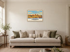 Tynemouth — Retro Railway Art Print at A2, in a natural wood frame, in a sitting room
