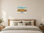 Tynemouth — Retro Railway Art Print at A2, as a poster, above a bed