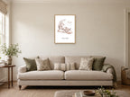 Sleep Tight — Sleepy Bunny Dreams Nursery Print at A2, in a natural wood frame, in a sitting room