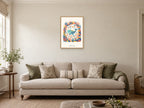 Dream Deep — Coral Kingdom Children’s Art Print at A2, in a natural wood frame, in a sitting room