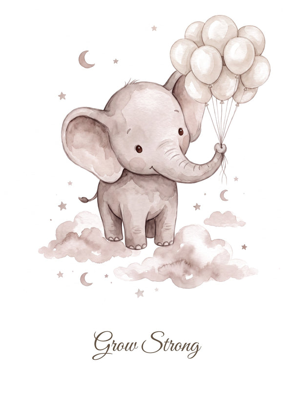 Grow Strong — Elephant Little Wonders Nursery Print