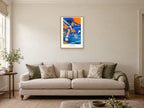 Keep Practising — Court Club Children’s Art Print at A2, in a natural wood frame, in a sitting room