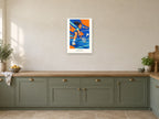 Keep Practising — Court Club Children’s Art Print at A2, in a white frame, in a kitchen