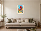Make Something New — Little Builders Children’s Art Print at A2, in a natural wood frame, in a sitting room