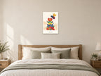 Bee Curious — Garden Party Children’s Art Print at A2, as a poster, above a bed
